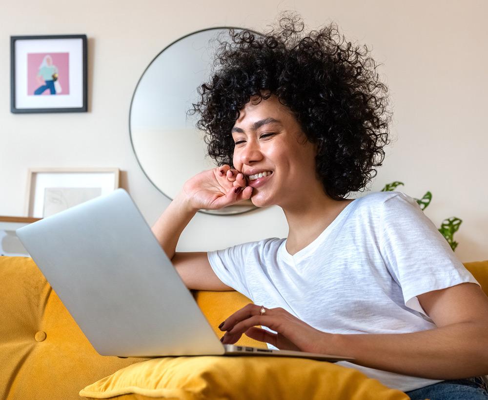 young woman using a laptop